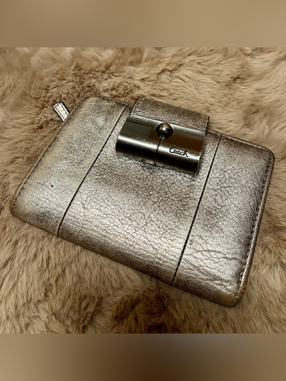 Vintage Coach Metallic Gold Leather Wallet